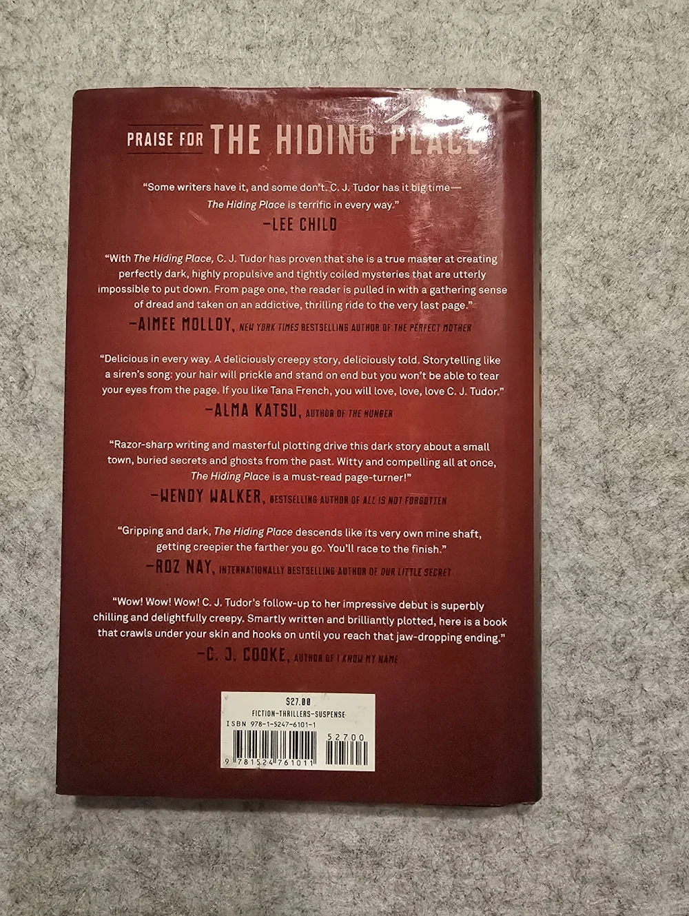 The Hiding Place A Novel By C.J. Tudor Hardcover